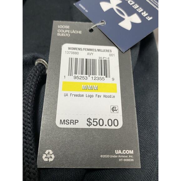 NWT Under Armour Sweatshirt Women’s Medium Freedom Rival Fleece USA Logo Hoodie - Picture 4 of 7